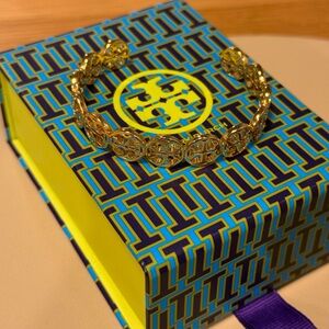 Tory Burch Gold Logo Link Cuff Bracelet